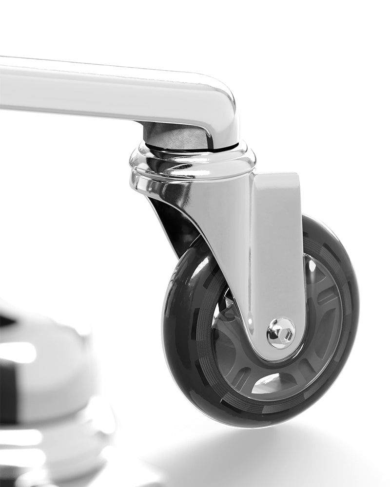 Tabouret selle de cheval noir alu. roulettes